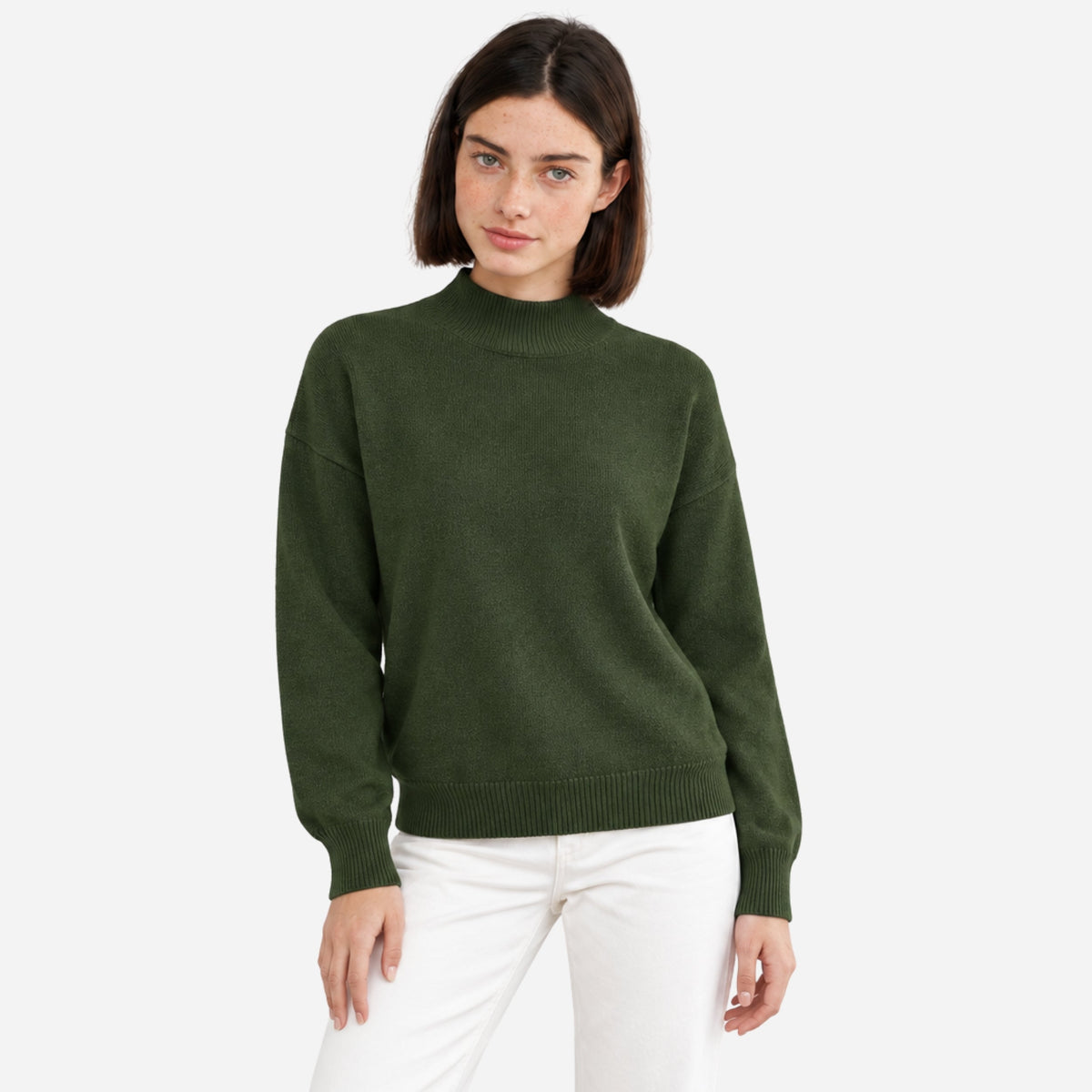 Women's Ribbed High-Neck Knitted Jumper-Fowsa