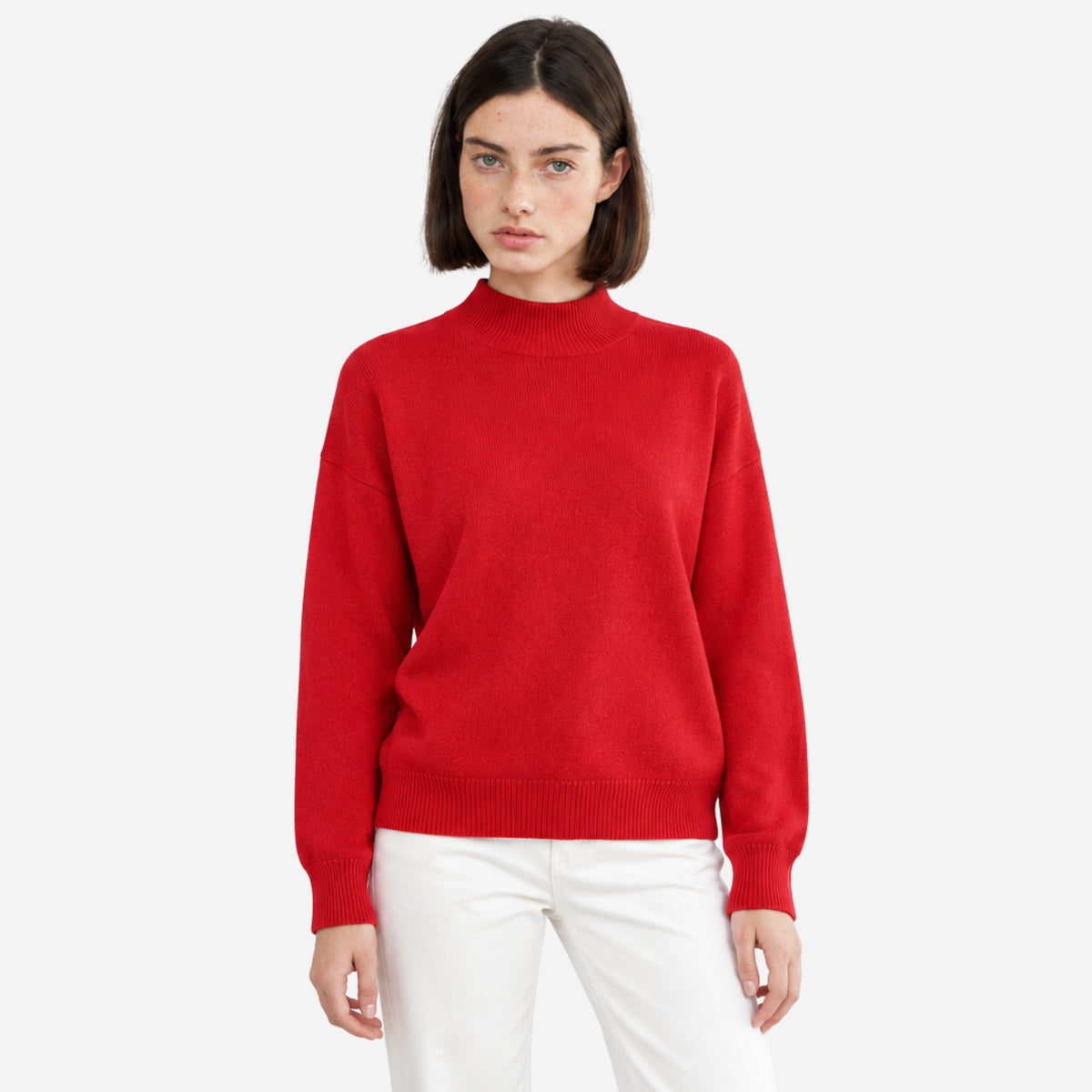 Women's Ribbed High-Neck Knitted Jumper-Fowsa
