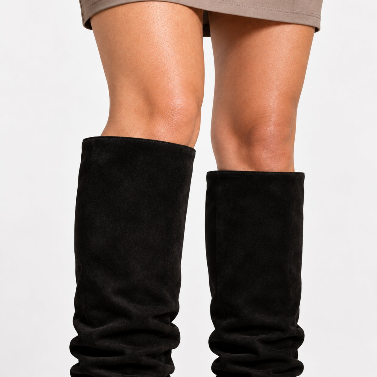 Women's Ruched Pointed-Toe Knee-High Boots-Fowsa