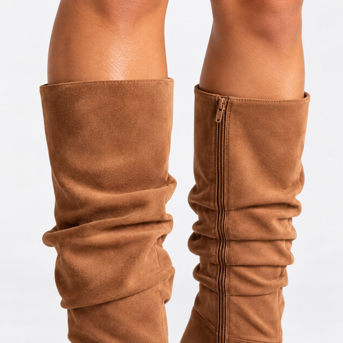 Women's Ruched Stiletto Knee-High Boots-Fowsa