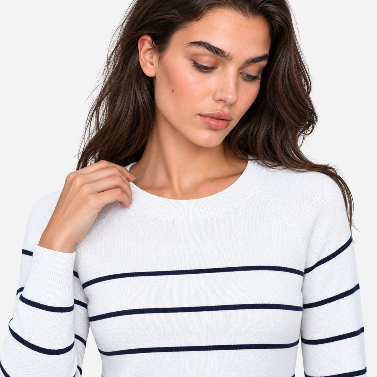 Women’s Simple Striped Round-Neck Knitted Jumper-Fowsa