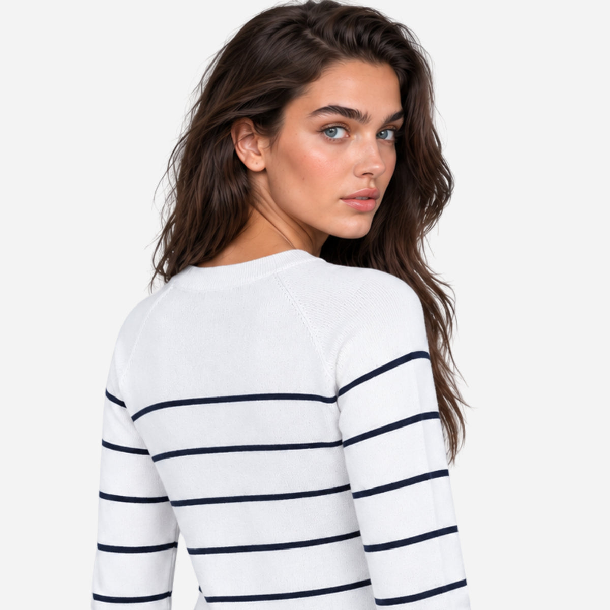 Women’s Simple Striped Round-Neck Knitted Jumper-Fowsa