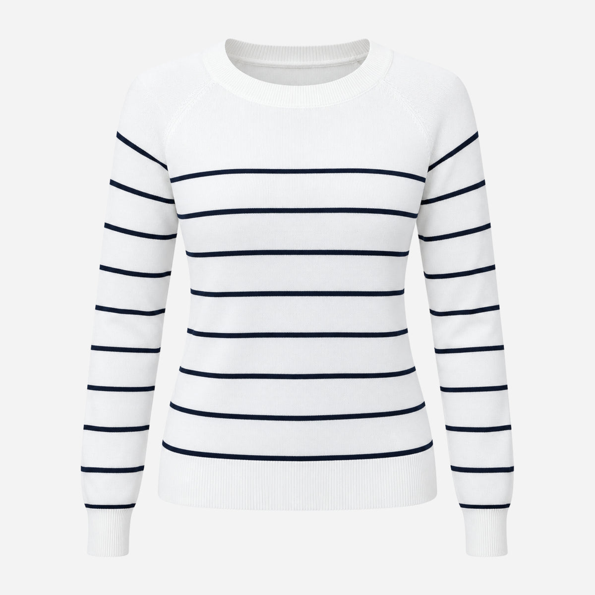 Women’s Simple Striped Round-Neck Knitted Jumper-Fowsa