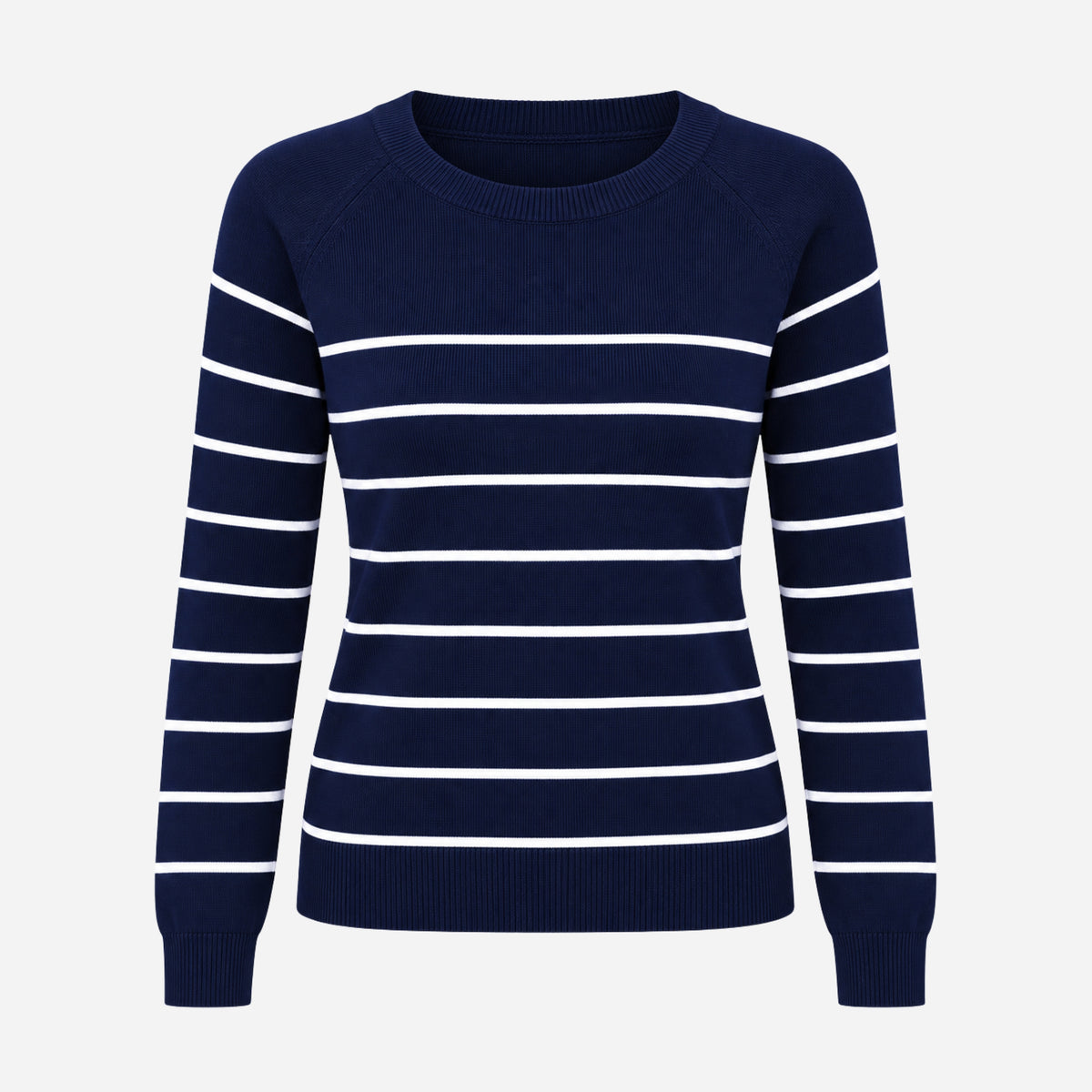 Women’s Simple Striped Round-Neck Knitted Jumper-Fowsa