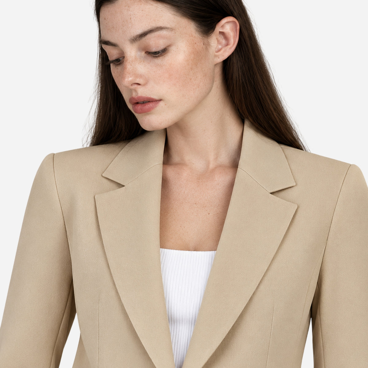 Women’s Single-Button Notched-Lapel Tailored Blazer-Fowsa