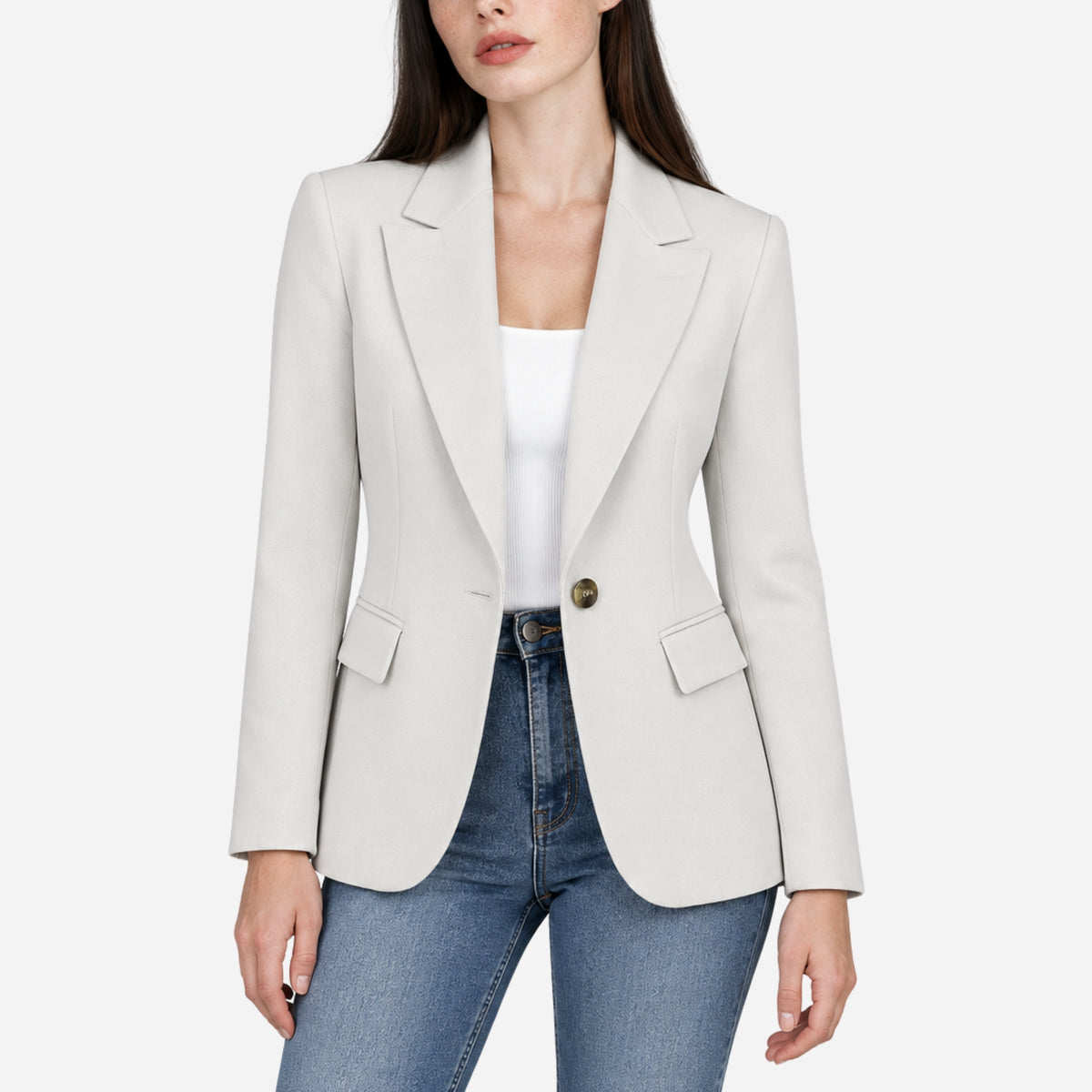 Women’s Single-Button Notched-Lapel Tailored Blazer-Fowsa