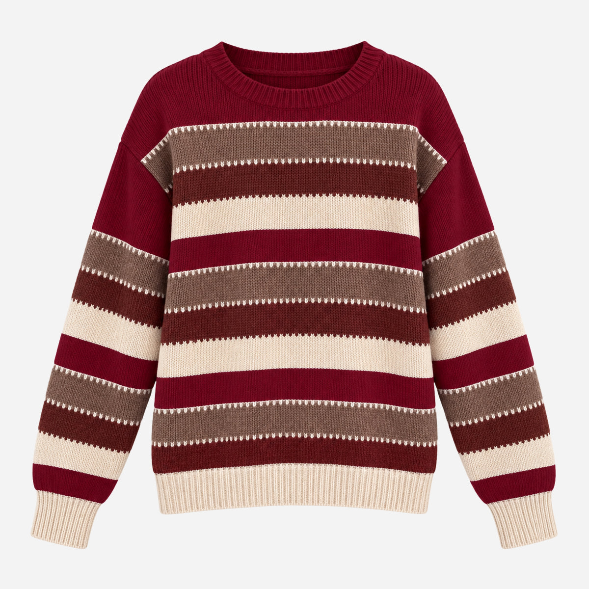 Women’s Striped Crew Neck Knitted Jumper-Fowsa