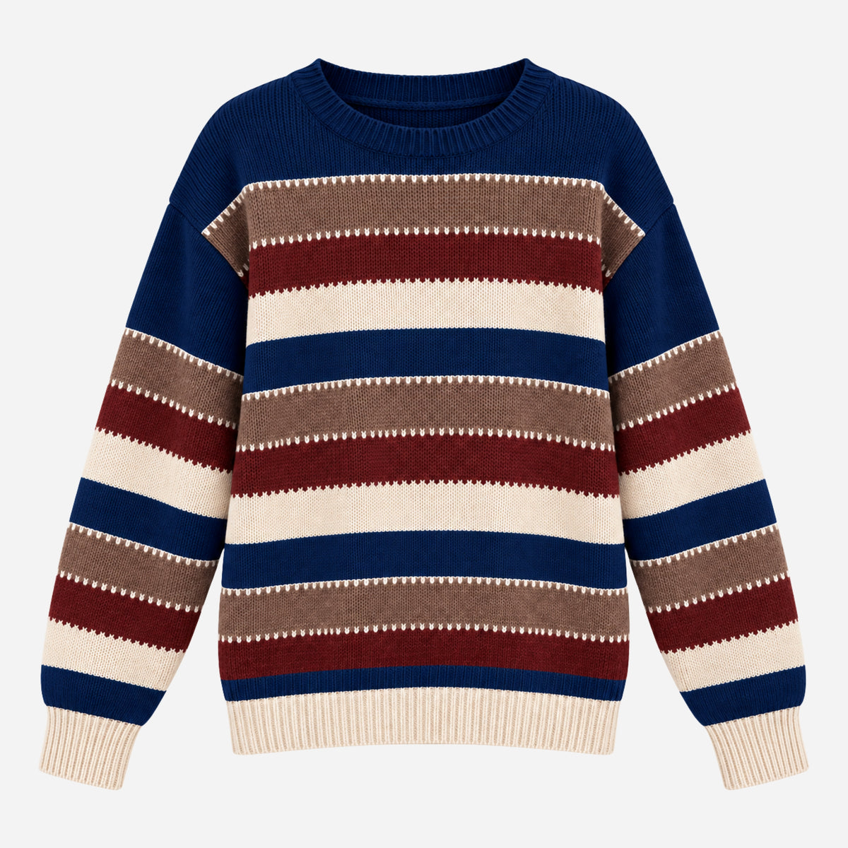Women’s Striped Crew Neck Knitted Jumper-Fowsa