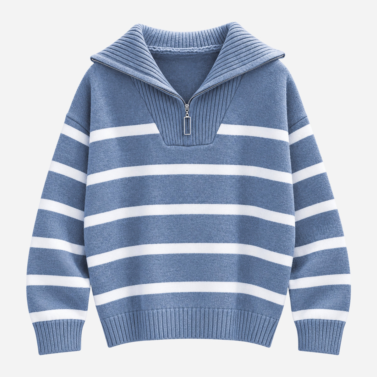 Women’s Striped Quarter-Zip Collared Jumper-Fowsa