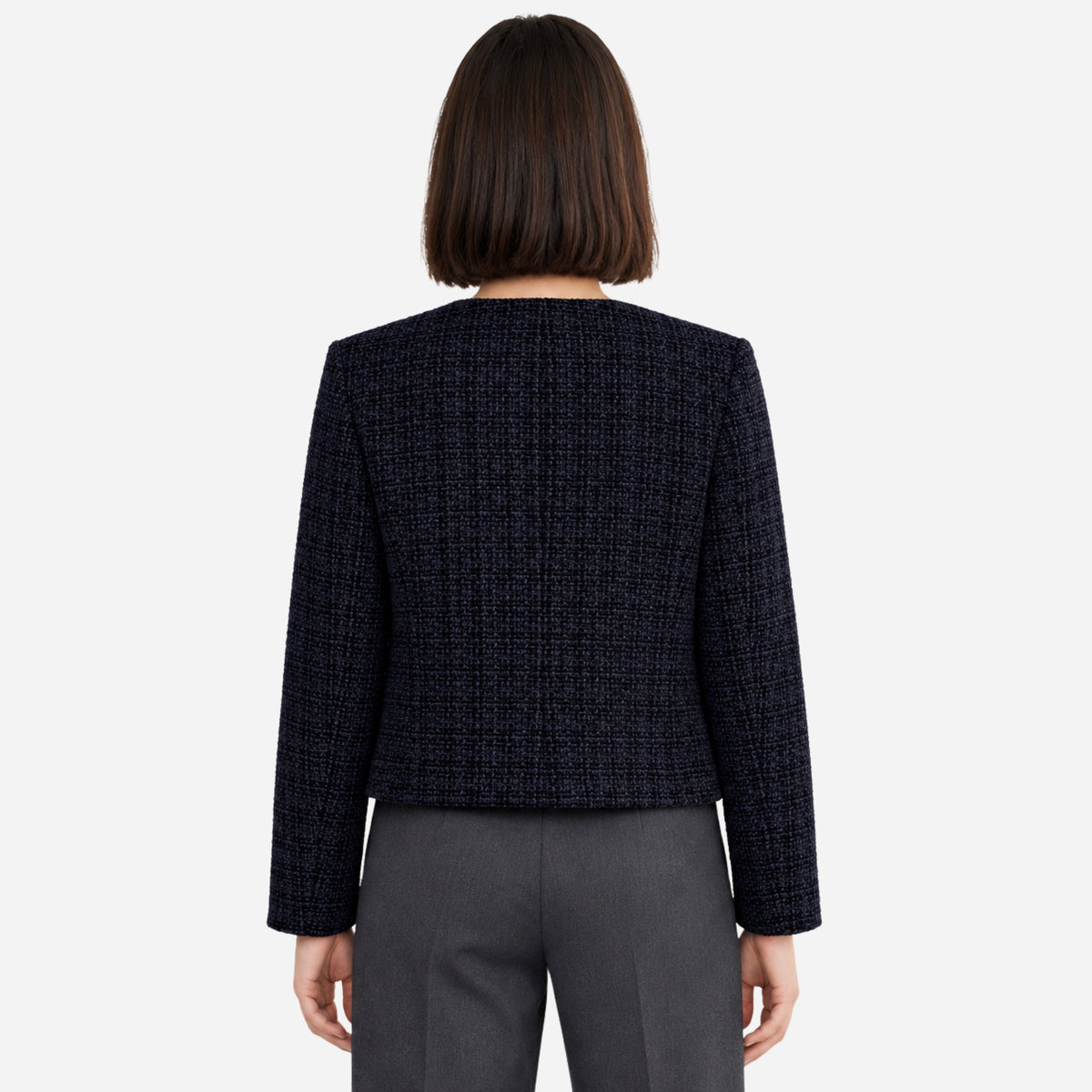 Women’s Textured Collarless Button-Front Blazer-Fowsa