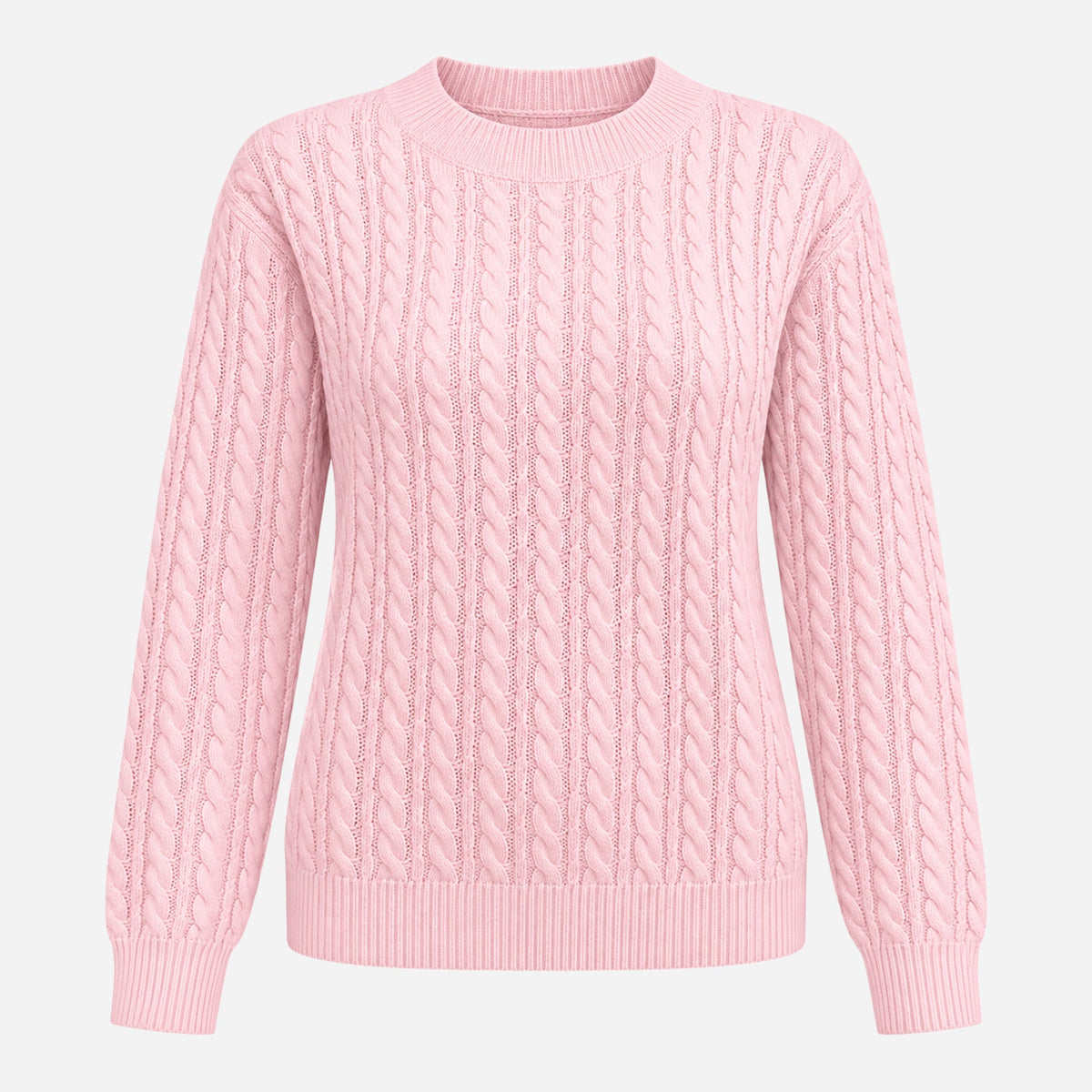 Women's Textured Crew-Neck Knitted Jumper-Fowsa