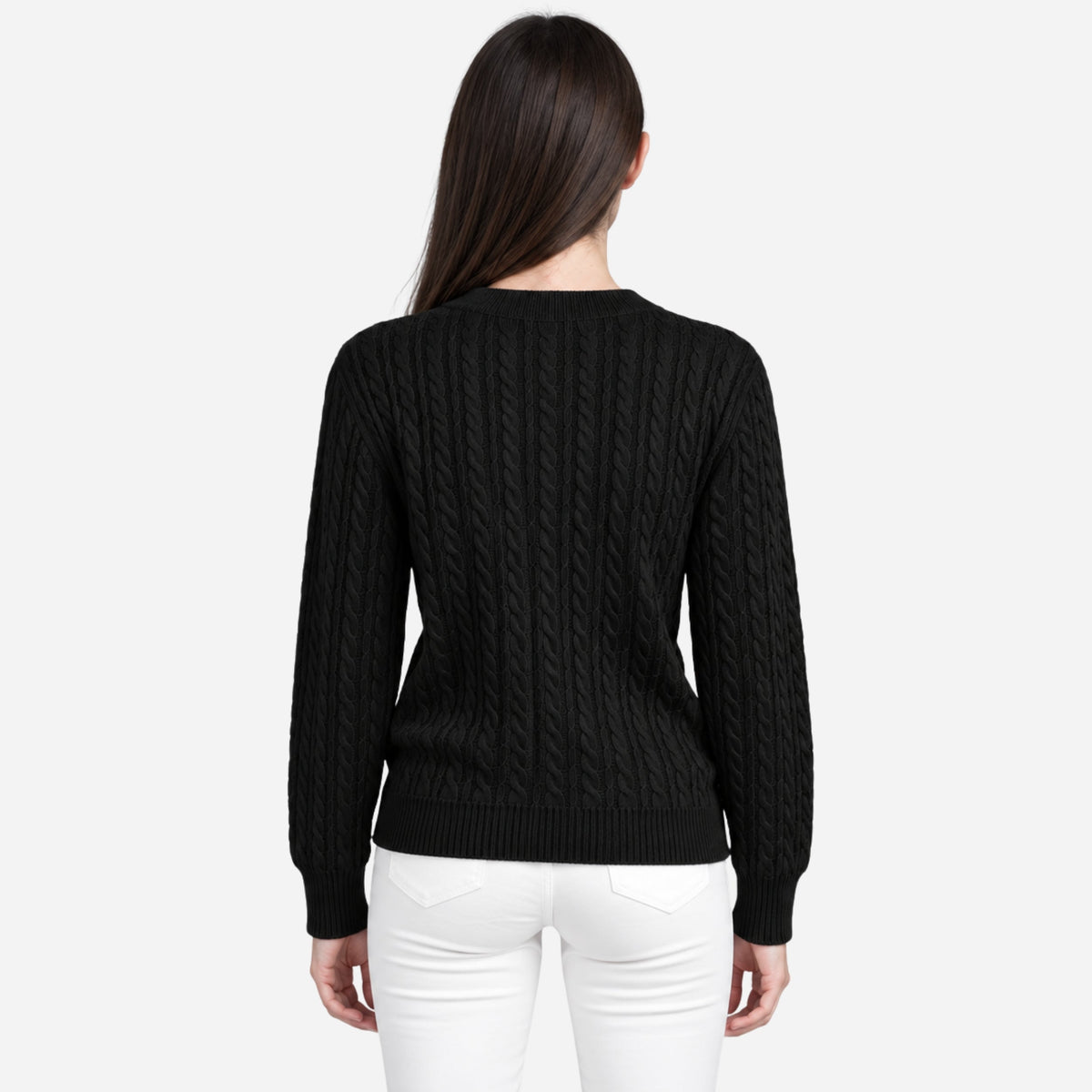 Women's Textured Crew-Neck Knitted Jumper-Fowsa