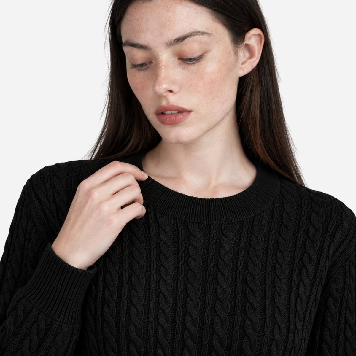 Women's Textured Crew-Neck Knitted Jumper-Fowsa