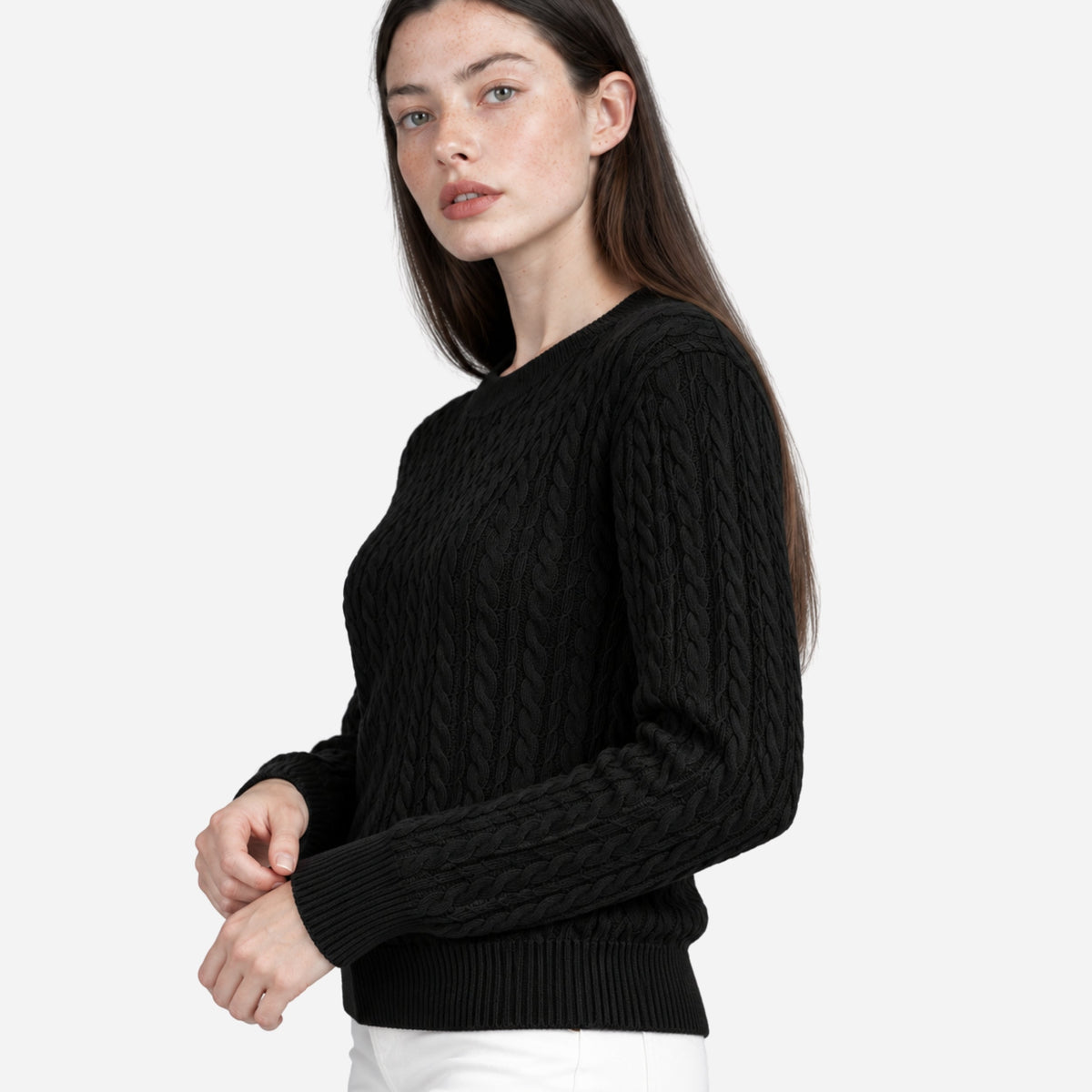 Women's Textured Crew-Neck Knitted Jumper-Fowsa