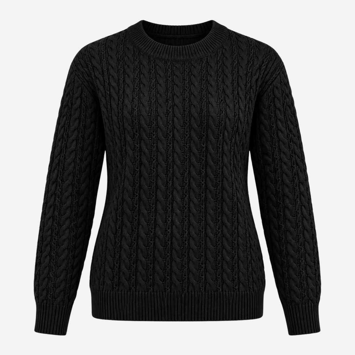 Women's Textured Crew-Neck Knitted Jumper-Fowsa
