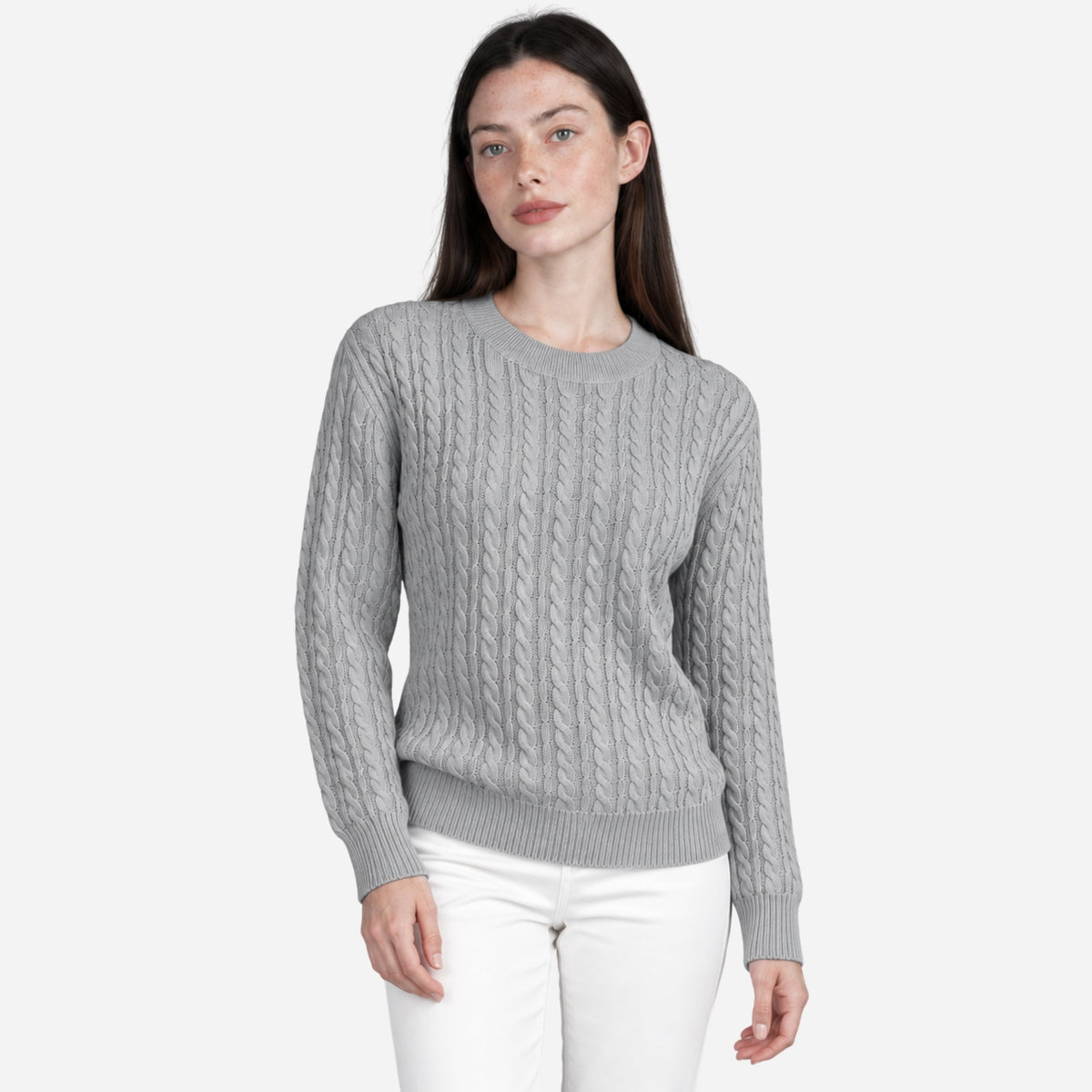 Women's Textured Crew-Neck Knitted Jumper-Fowsa