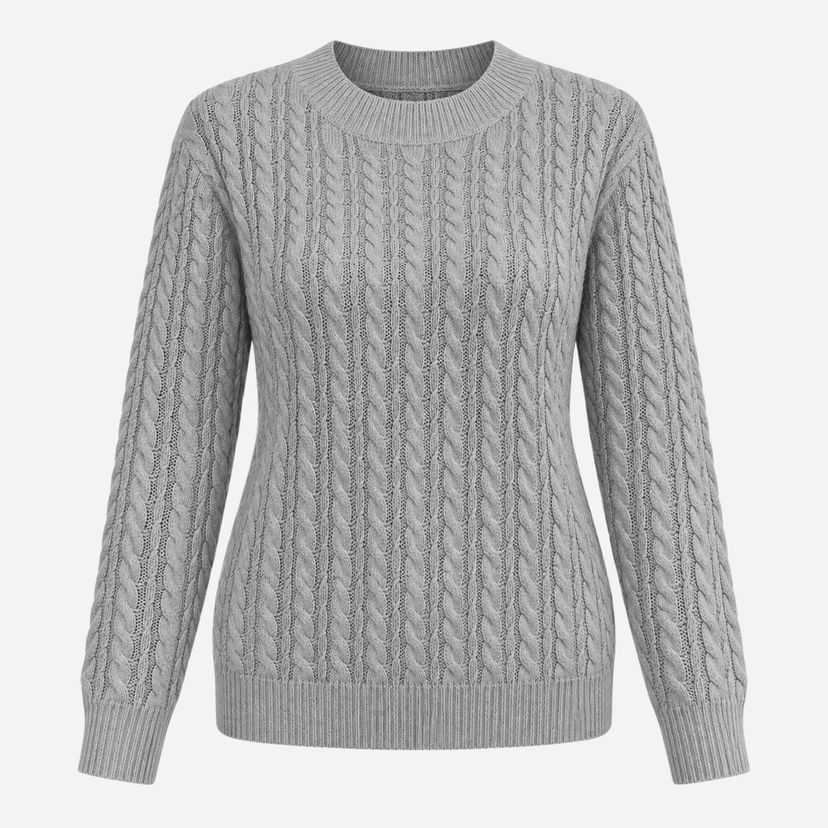 Women's Textured Crew-Neck Knitted Jumper-Fowsa