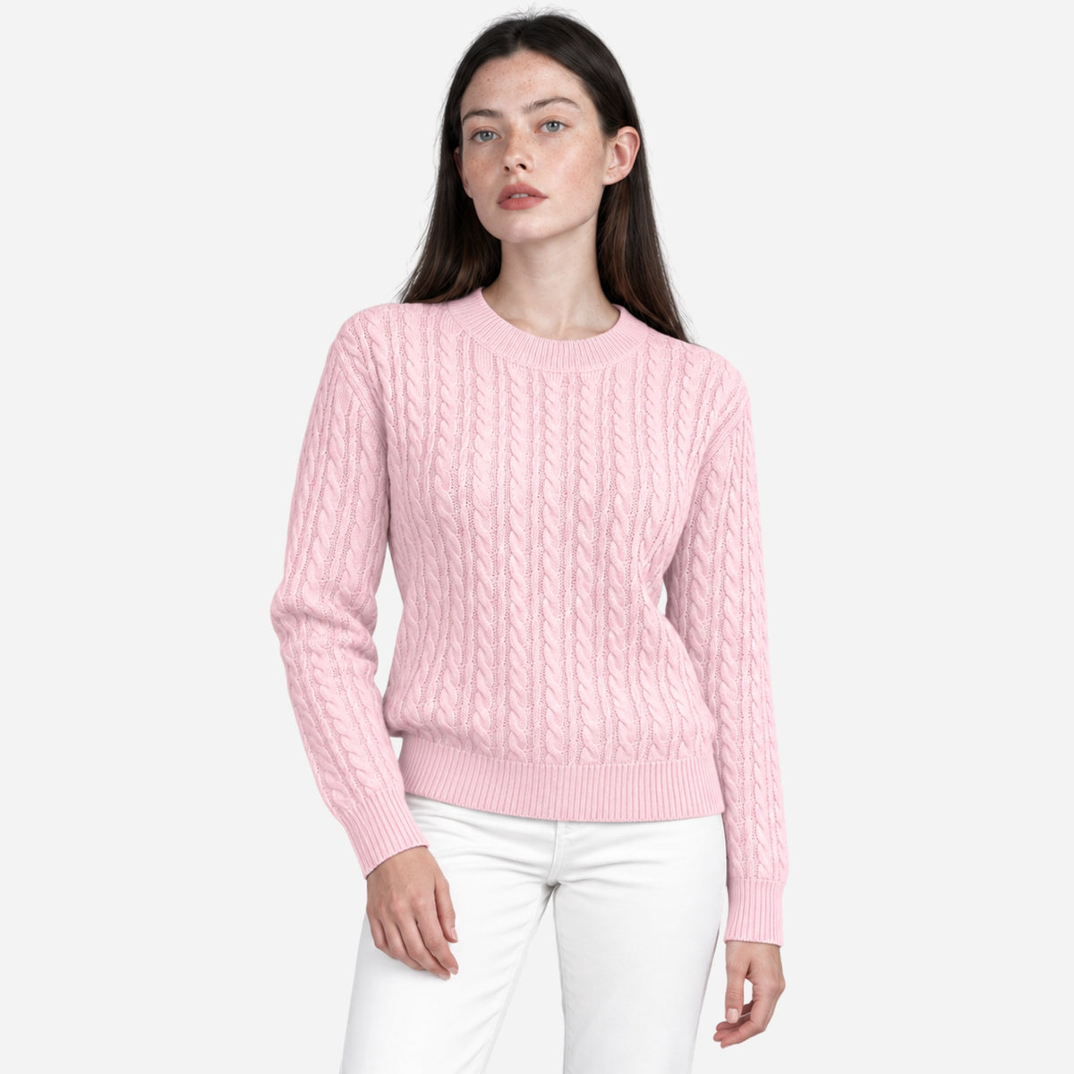 Women's Textured Crew-Neck Knitted Jumper-Fowsa