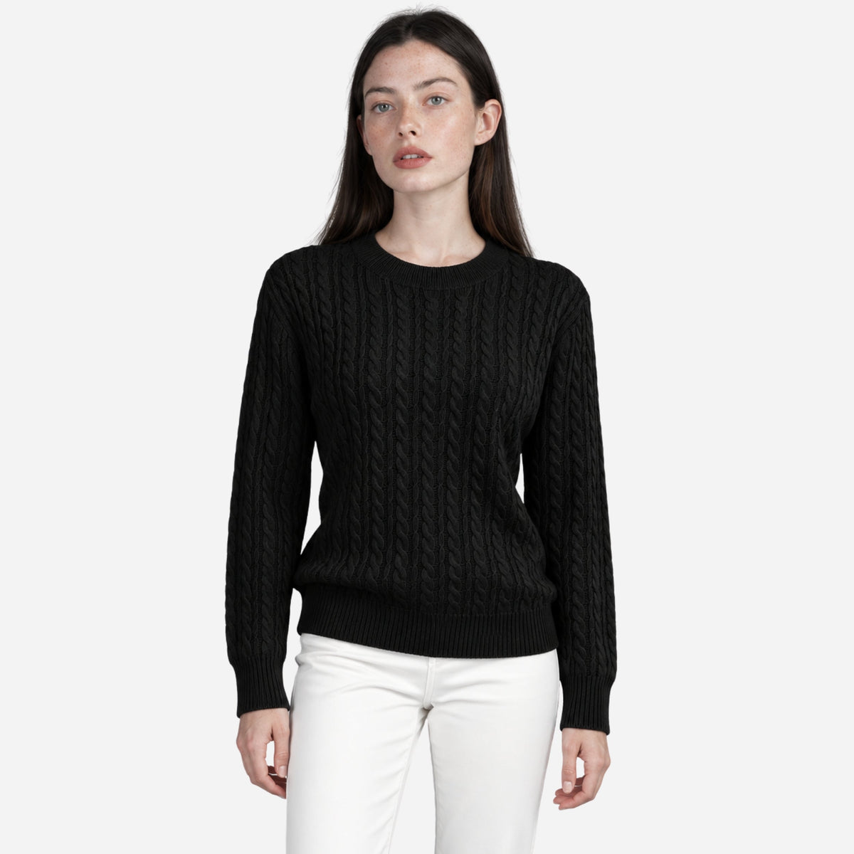 Women's Textured Crew-Neck Knitted Jumper-Fowsa