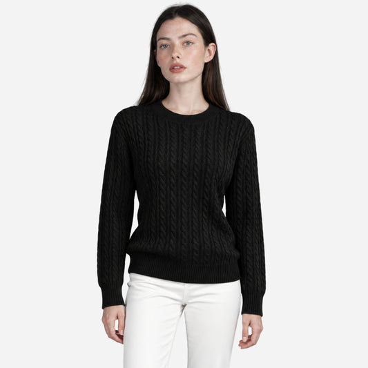 Women's Textured Crew-Neck Knitted Jumper-Fowsa