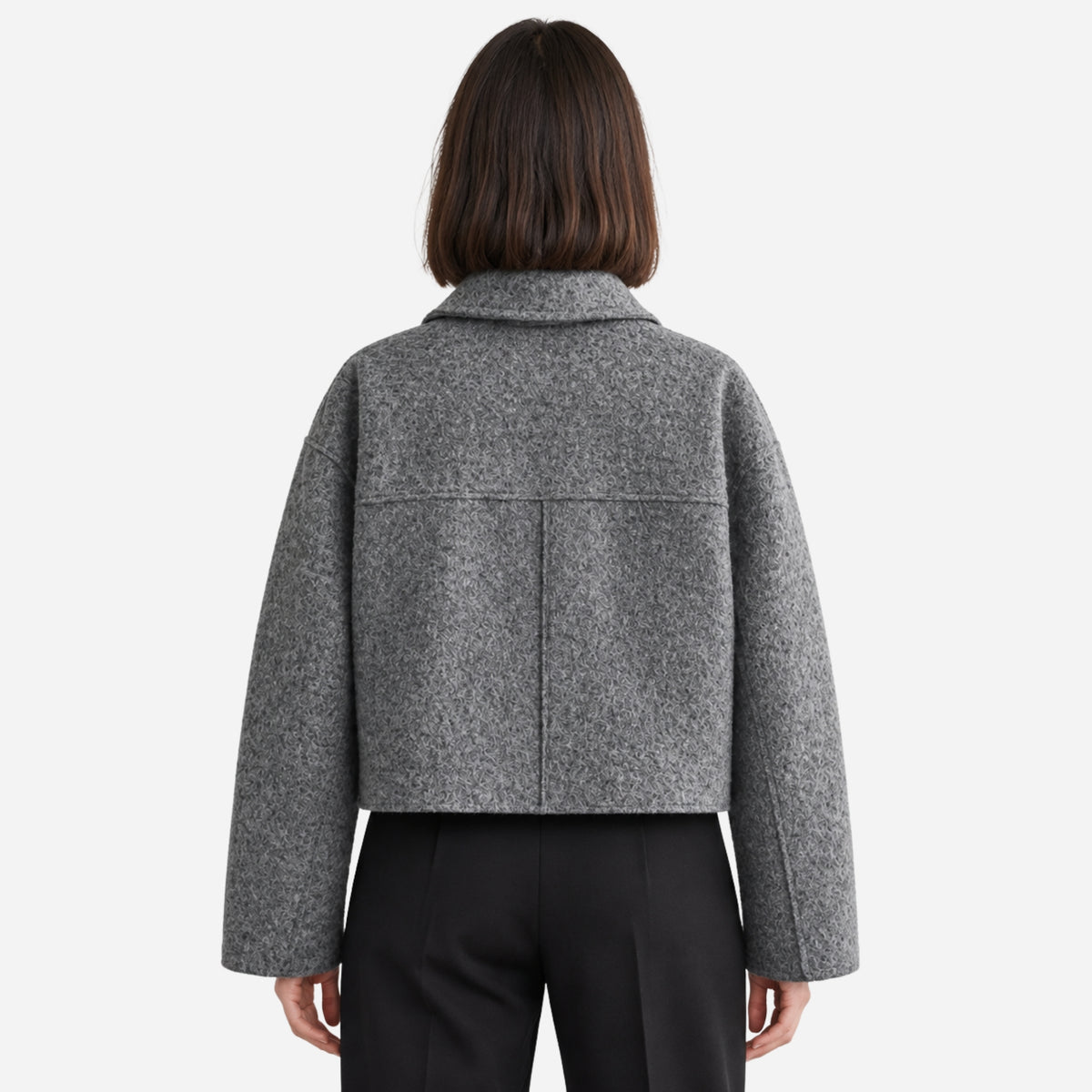 Women’s Textured Flap-Pocket Cropped Jacket-Fowsa