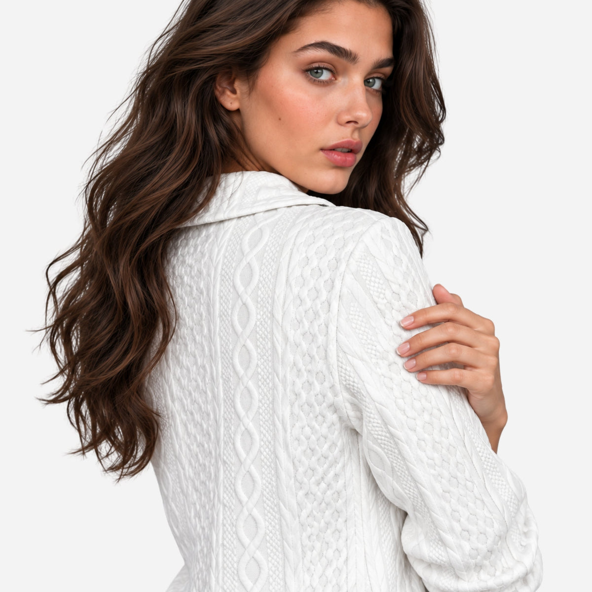 Women's Textured Half-Zip Knitted Jumper-Fowsa