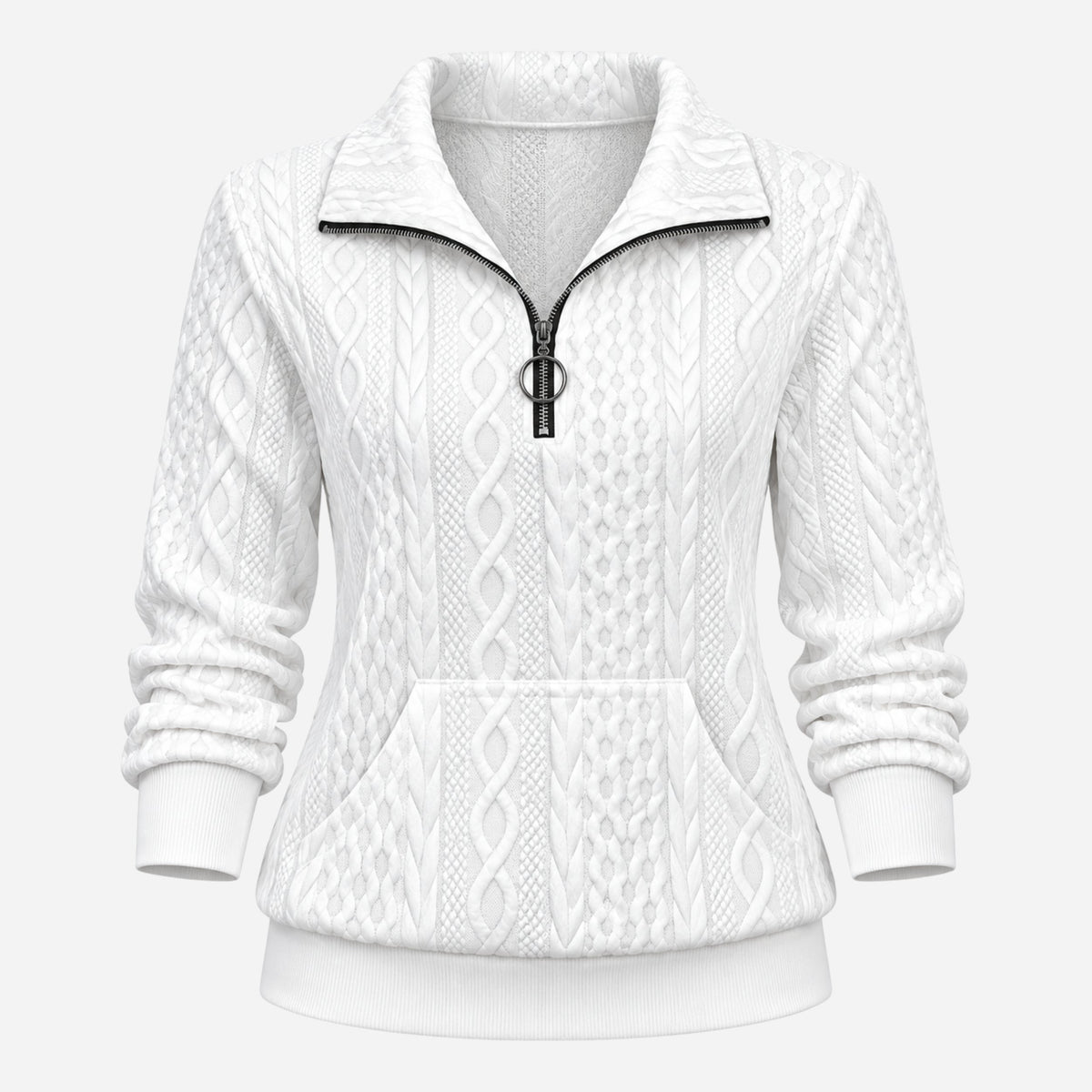Women's Textured Half-Zip Knitted Jumper-Fowsa