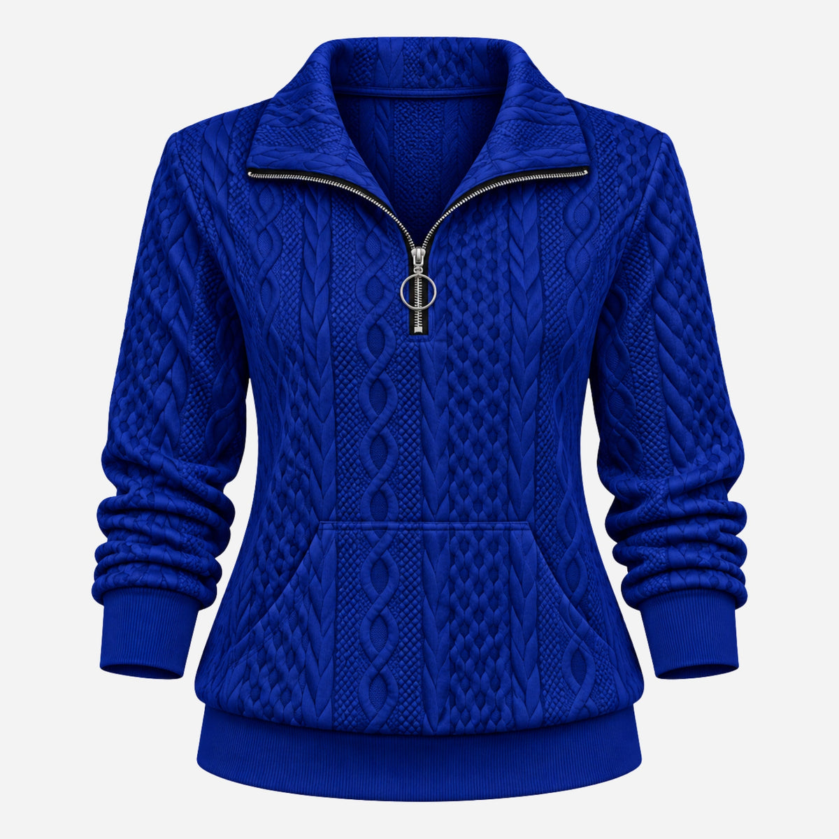 Women's Textured Half-Zip Knitted Jumper-Fowsa