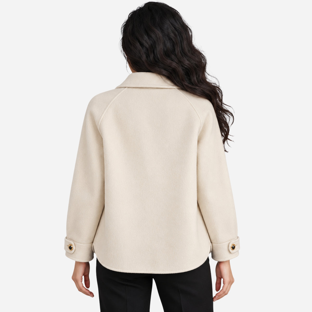 Women’s Toggle-Fastening Collared Button-Detail Short Coat-Fowsa