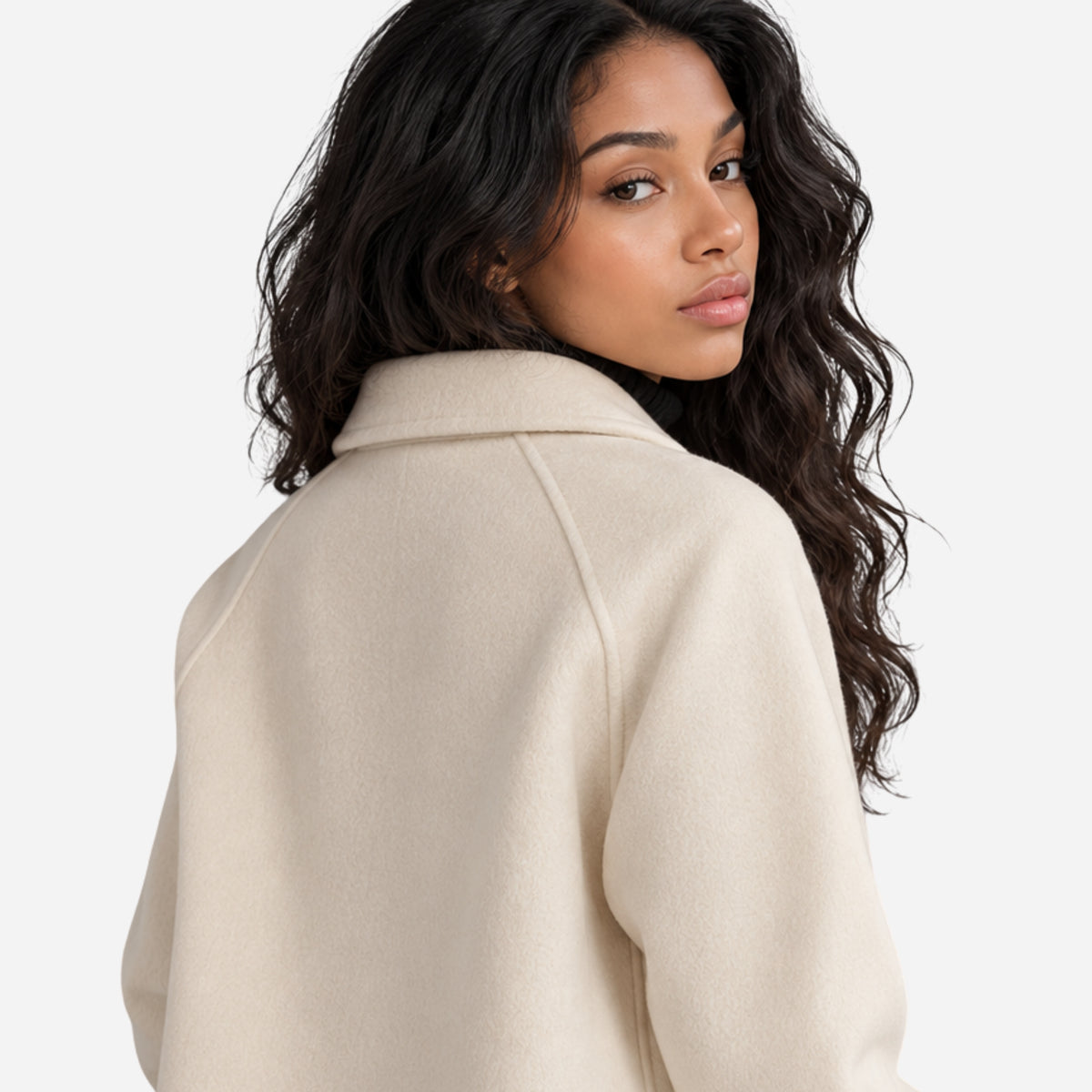 Women’s Toggle-Fastening Collared Button-Detail Short Coat-Fowsa
