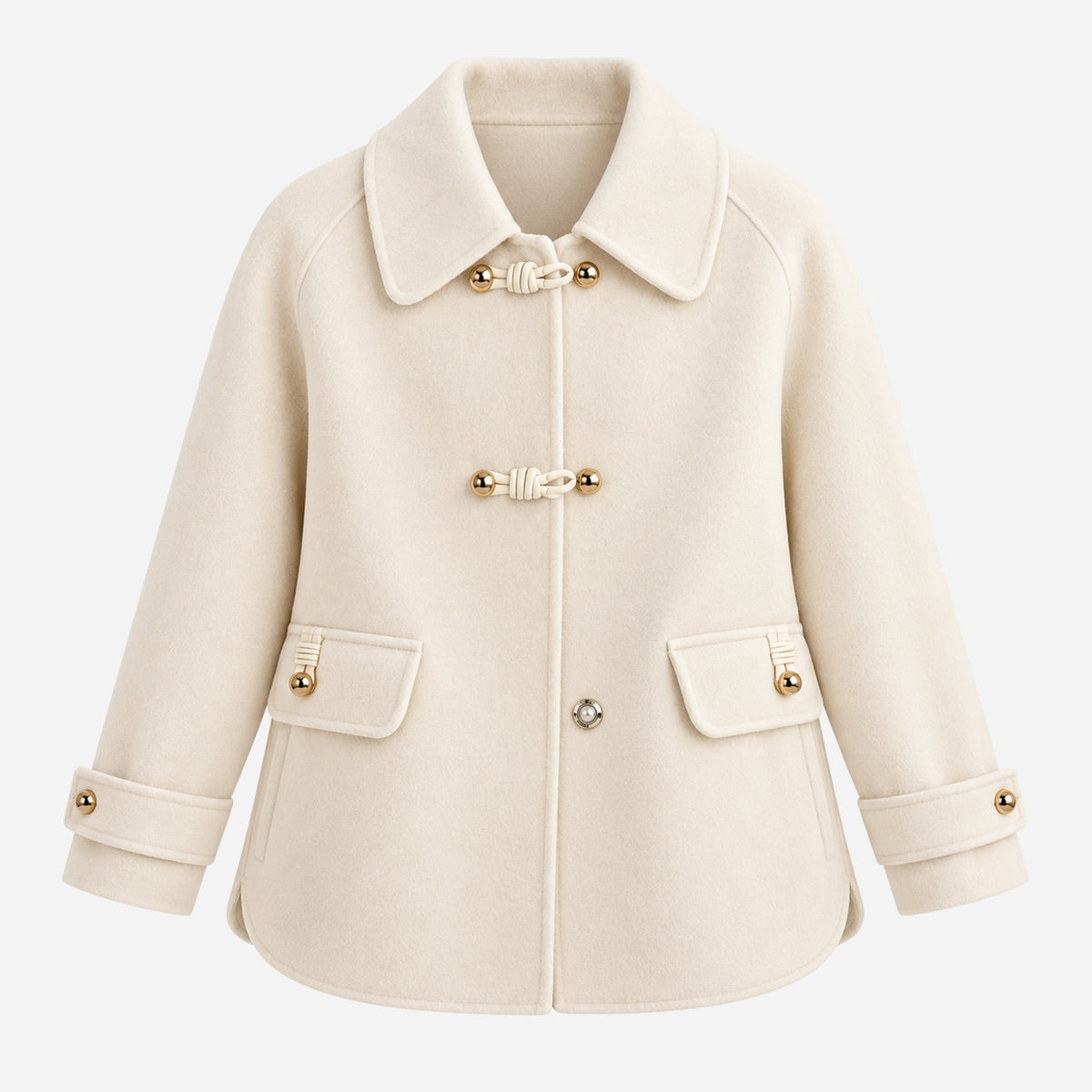 Women’s Toggle-Fastening Collared Button-Detail Short Coat-Fowsa