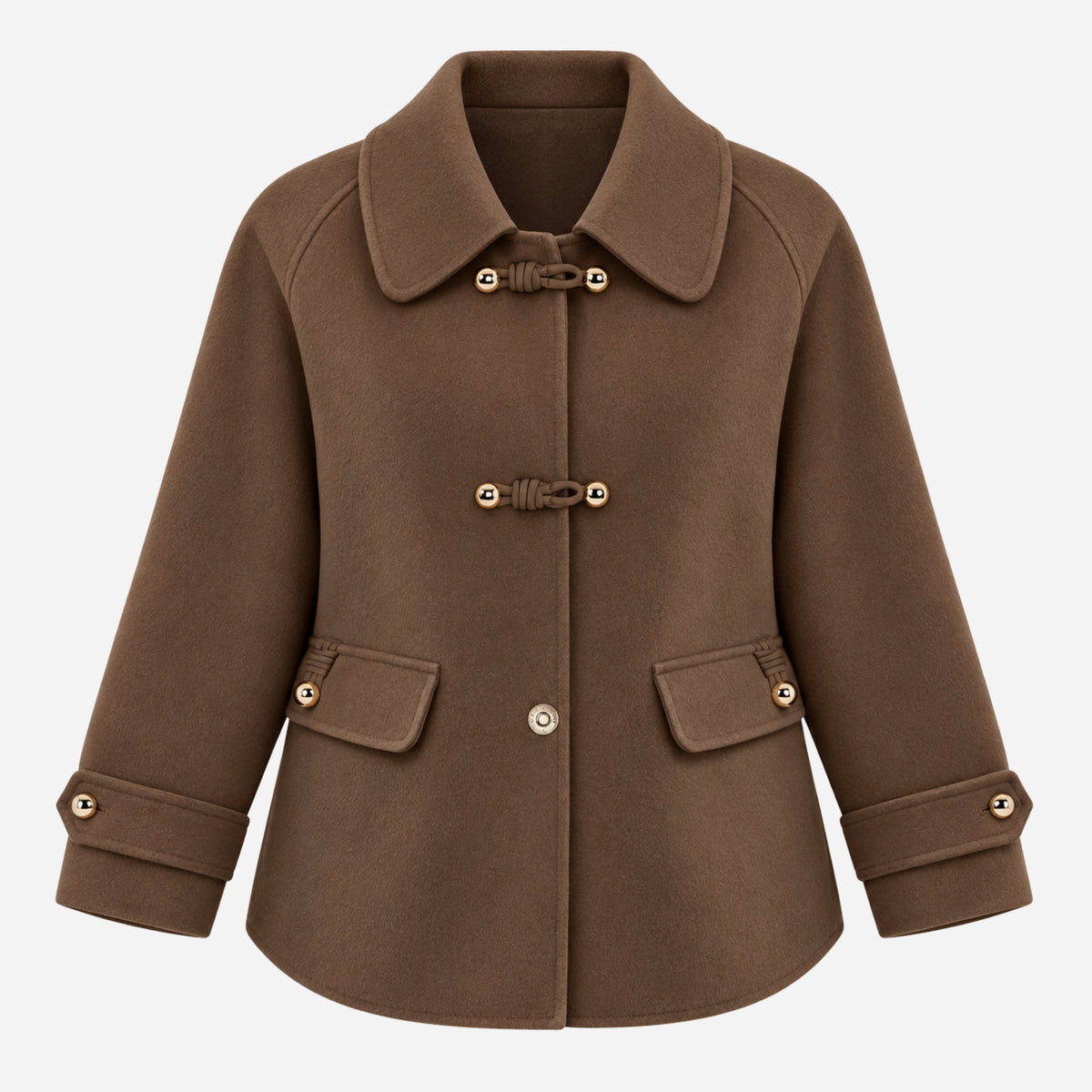Women’s Toggle-Fastening Collared Button-Detail Short Coat-Fowsa
