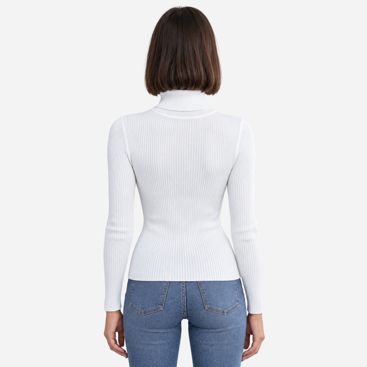 Women’s Turtleneck Rib-Knit Jumper-Fowsa