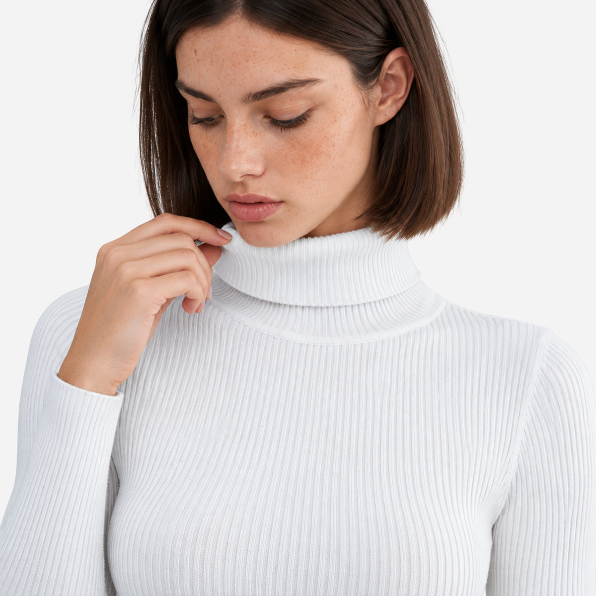 Women’s Turtleneck Rib-Knit Jumper-Fowsa