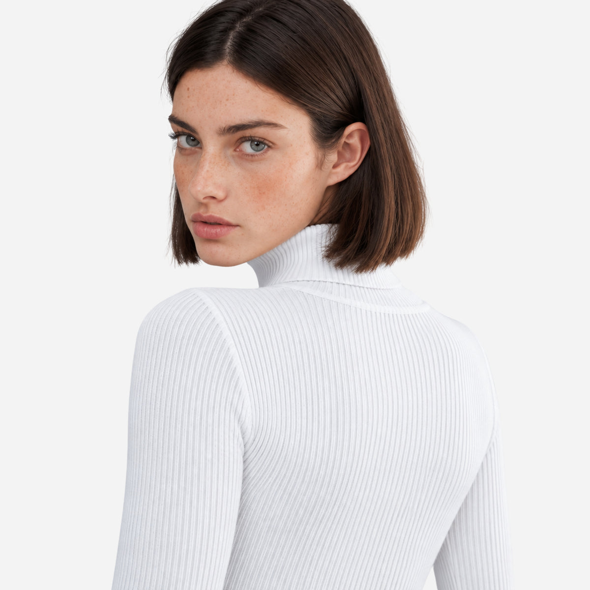 Women’s Turtleneck Rib-Knit Jumper-Fowsa