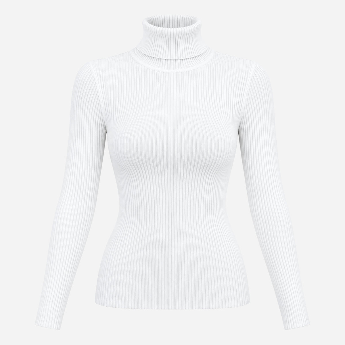 Women’s Turtleneck Rib-Knit Jumper-Fowsa