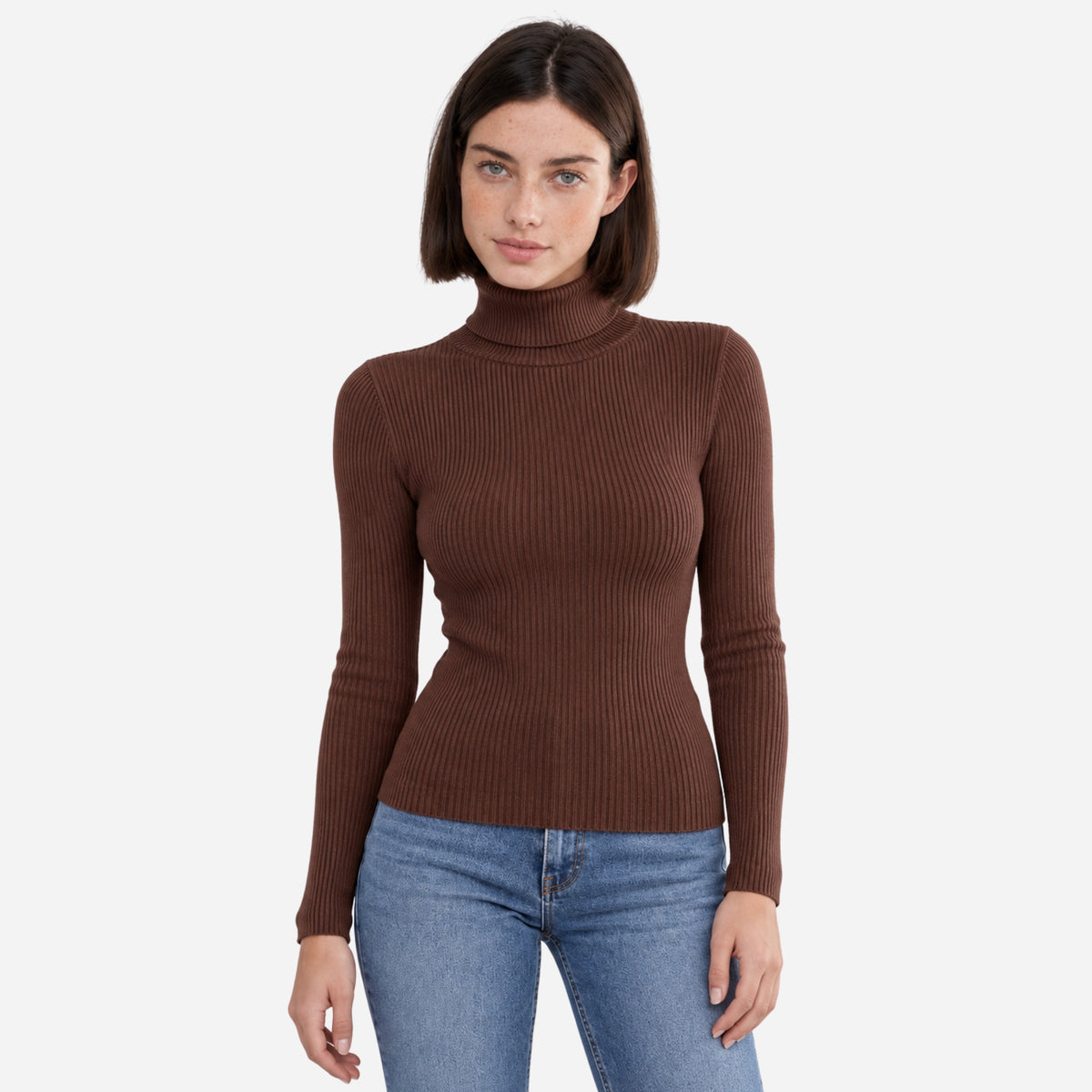 Women’s Turtleneck Rib-Knit Jumper-Fowsa