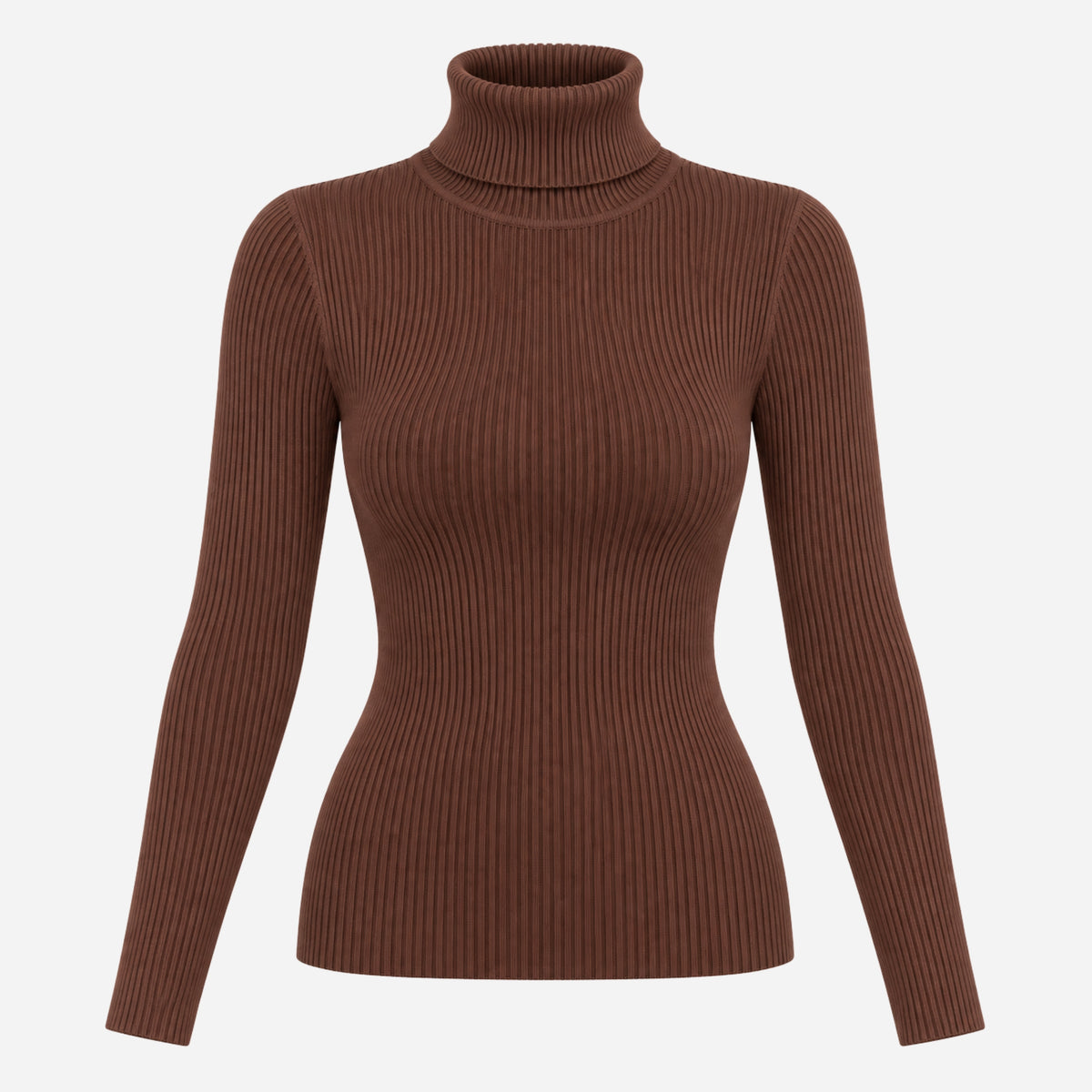 Women’s Turtleneck Rib-Knit Jumper-Fowsa