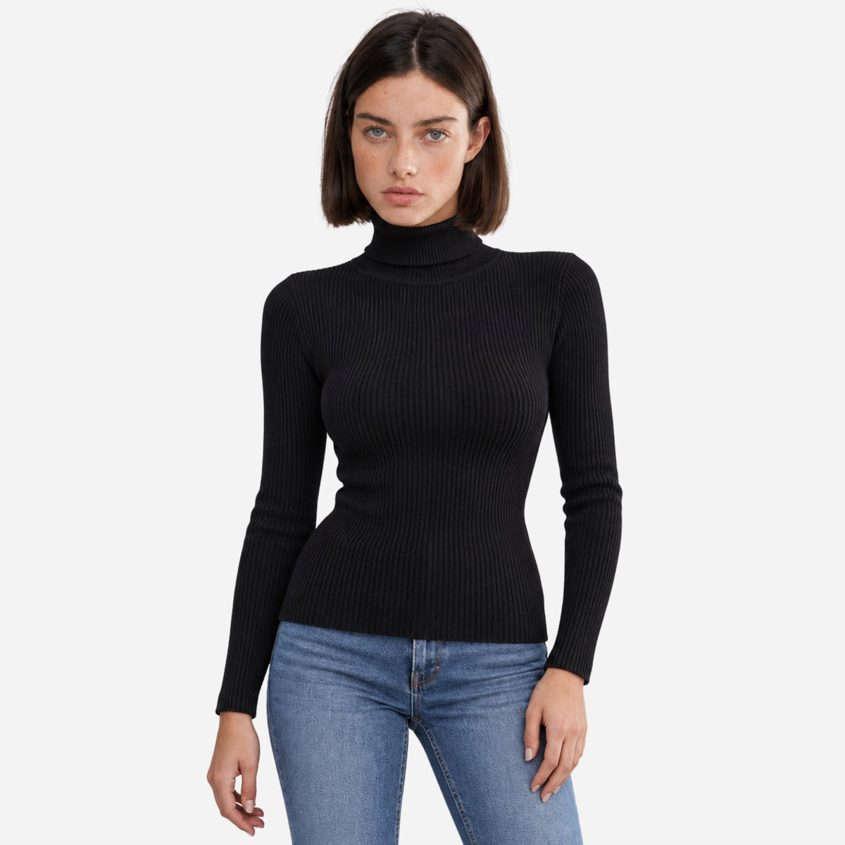 Women’s Turtleneck Rib-Knit Jumper-Fowsa