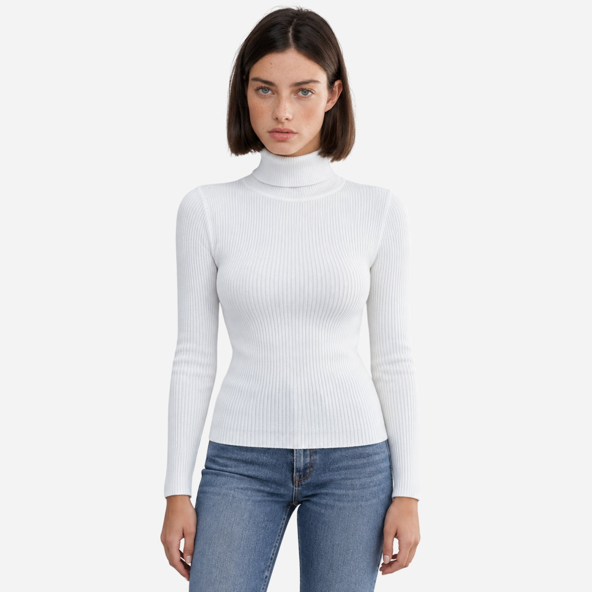 Women’s Turtleneck Rib-Knit Jumper-Fowsa