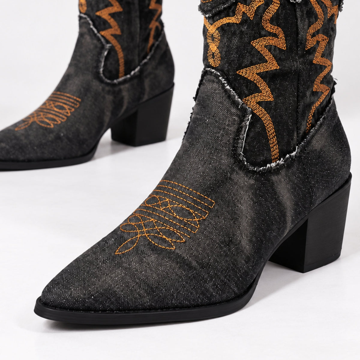 Women's Vintage Washed Western Cowboy Boots-Fowsa