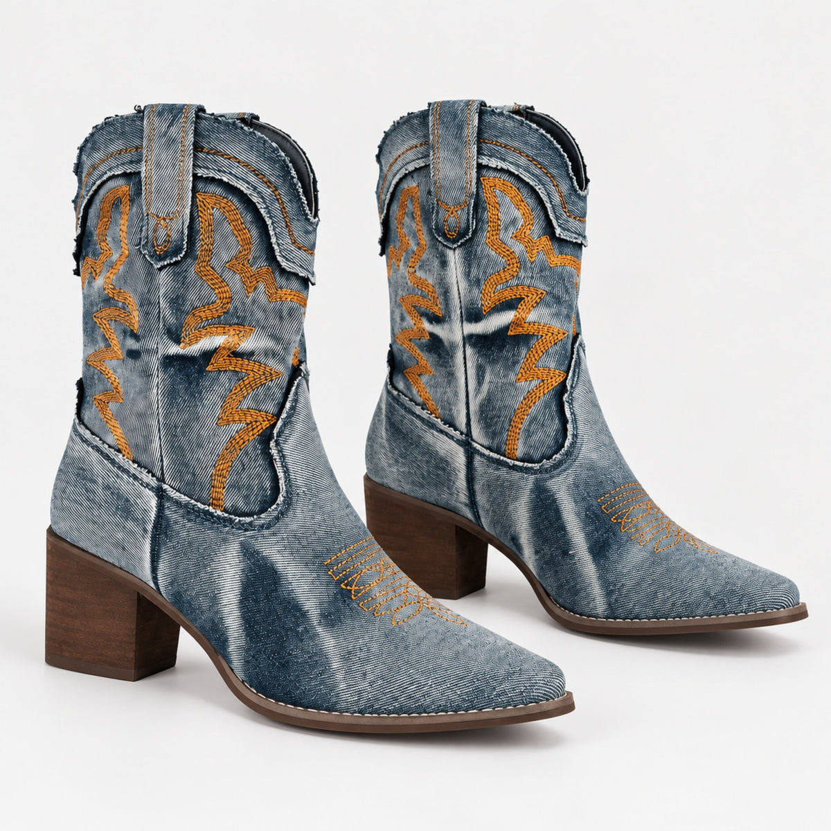 Women's Vintage Washed Western Cowboy Boots-Fowsa