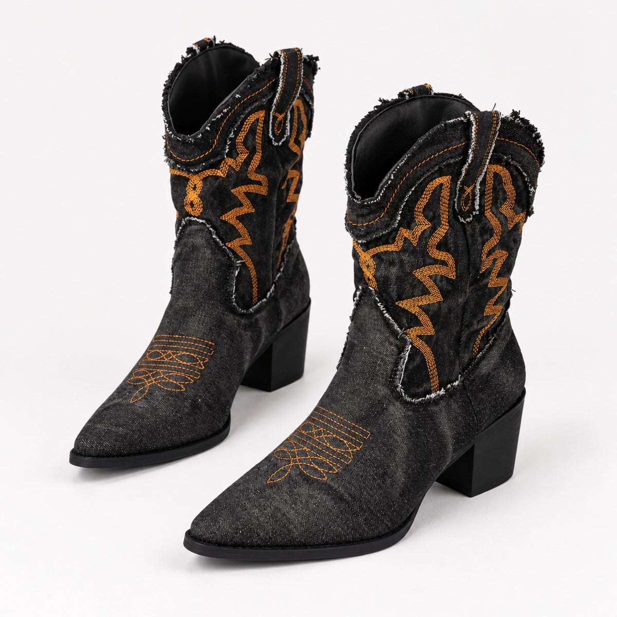 Women's Vintage Washed Western Cowboy Boots-Fowsa